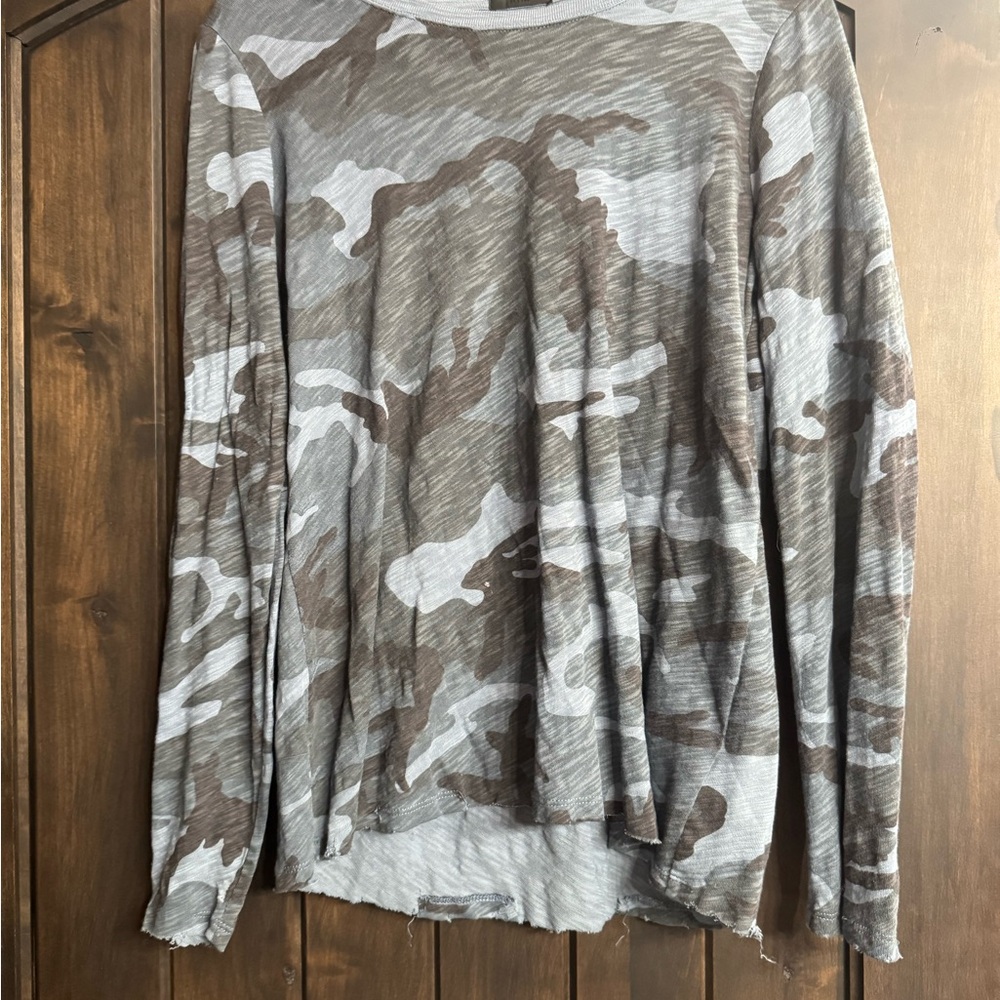 ATM Anthony Thomas Melillo Gray Camouflage Long Sleeve Tee